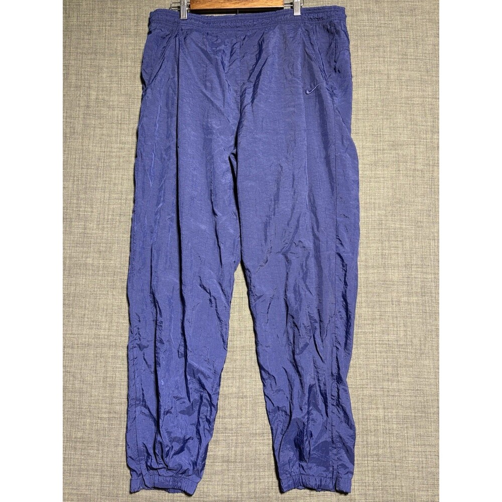 Mens Vintage White Tag Nike Track Pants Size XL P Navy Blue Nylon Joggers